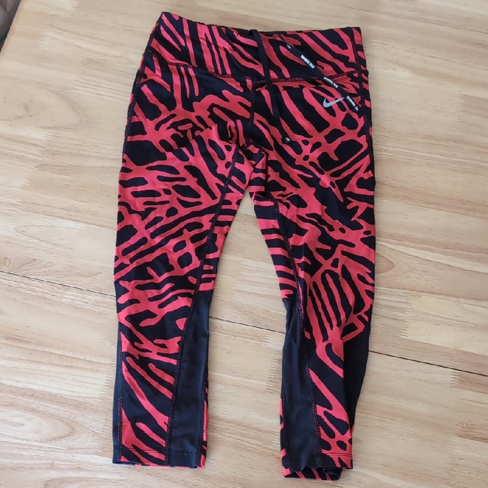 Nike Red and Black Patterned Leggings